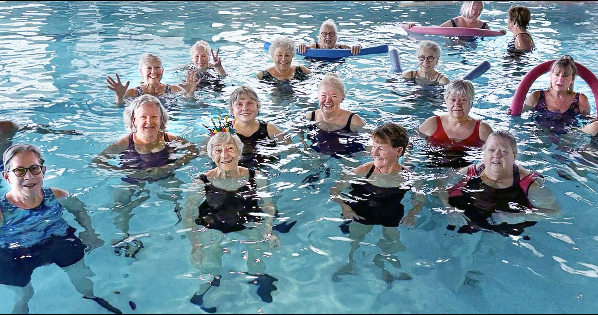 Aquacise Class members celebrate Donna on her birthday